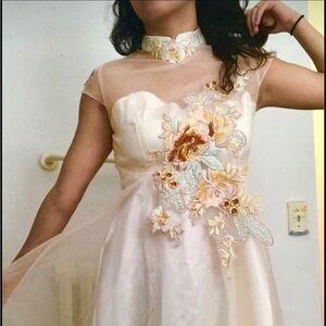 Tulle Cocktail Dress with Embroidered Applique